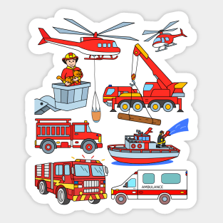 Ambulance Fire Department Fireman Trucks and Vehicles Sticker